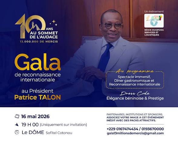 Pour 10 années d'audace au service du Bénin : Patrice Talon célébré à Cotonou lors d'une soirée d'honneur et de gratitude